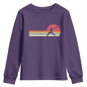 Retro Cricket Player Youth Sweatshirt Retro Vintage Sport Batsman Cricket Gifts TS10 Purple Print Your Wear