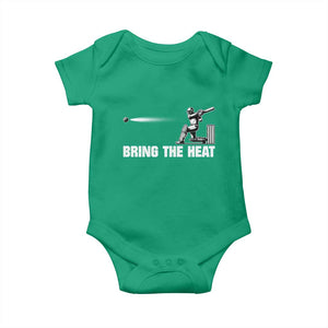 Cricket Player Baby Onesie Bring The Heat Batting TS10 Irish Green Print Your Wear