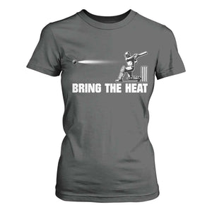 Cricket Player T Shirt For Women Bring The Heat Batting TS10 Dark Heather Print Your Wear