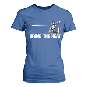 Cricket Player T Shirt For Women Bring The Heat Batting TS10 Royal Blue Print Your Wear