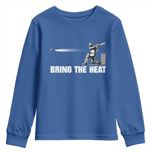 Cricket Player Youth Sweatshirt Bring The Heat Batting TS10 Royal Blue Print Your Wear