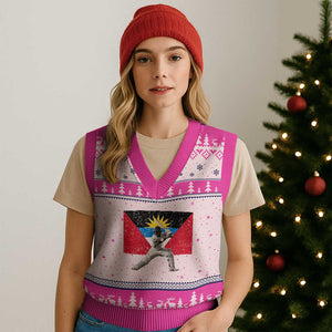 Antigua and Barbuda Cricket V-Neck Knit Sweater Vest Retro Vintage Sport Antiguan Flag West Indies Fan TS10 Hot Pink Print Your Wear