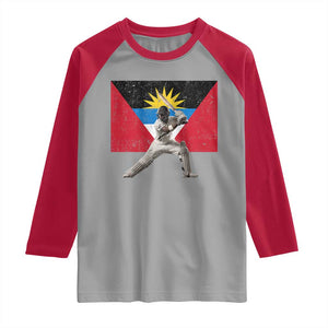 Antigua and Barbuda Cricket Raglan Shirt Retro Vintage Sport Antiguan Flag West Indies Fan TS10 Sport Gray Red Print Your Wear