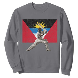 Antigua and Barbuda Cricket Sweatshirt Retro Vintage Sport Antiguan Flag West Indies Fan TS10 Charcoal Print Your Wear