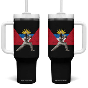 Antigua and Barbuda Cricket Tumbler With Handle Retro Vintage Sport Antiguan Flag West Indies Fan TS10 One Size: 40 oz Black Print Your Wear