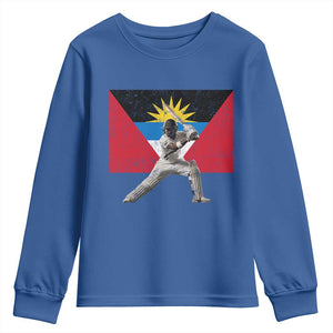 Antigua and Barbuda Cricket Youth Sweatshirt Retro Vintage Sport Antiguan Flag West Indies Fan TS10 Royal Blue Print Your Wear