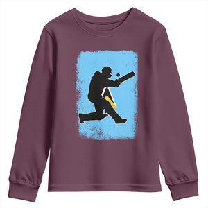 Saint Lucia Cricket Youth Sweatshirt Retro Vintage Sport Saint Lucian Flag West Indies Cricket Fan TS10 Maroon Print Your Wear