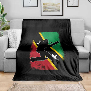 Saint Kitts and Nevis Cricket Throw Blanket Retro Vintage Sport Kittitian Flag West Indies Cricket Fan TS10 Print Your Wear