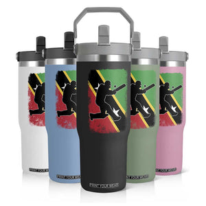 Saint Kitts and Nevis Cricket Flip Straw Tumbler Retro Vintage Sport Kittitian Flag West Indies Cricket Fan TS10 Print Your Wear