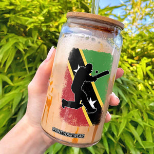 Saint Kitts and Nevis Cricket Glass Can Retro Vintage Sport Kittitian Flag West Indies Cricket Fan TS10 Black Print Your Wear