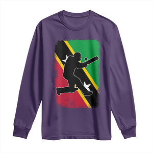 Saint Kitts and Nevis Cricket Long Sleeve Shirt Retro Vintage Sport Kittitian Flag West Indies Cricket Fan TS10 Purple Print Your Wear