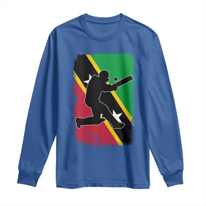 Saint Kitts and Nevis Cricket Long Sleeve Shirt Retro Vintage Sport Kittitian Flag West Indies Cricket Fan TS10 Royal Blue Print Your Wear