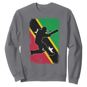 Saint Kitts and Nevis Cricket Sweatshirt Retro Vintage Sport Kittitian Flag West Indies Cricket Fan TS10 Charcoal Print Your Wear