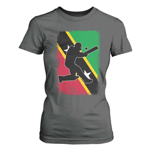 Saint Kitts and Nevis Cricket T Shirt For Women Retro Vintage Sport Kittitian Flag West Indies Cricket Fan TS10 Dark Heather Print Your Wear