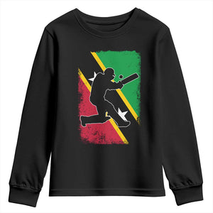 Saint Kitts and Nevis Cricket Youth Sweatshirt Retro Vintage Sport Kittitian Flag West Indies Cricket Fan TS10 Black Print Your Wear