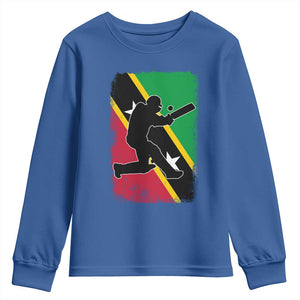 Saint Kitts and Nevis Cricket Youth Sweatshirt Retro Vintage Sport Kittitian Flag West Indies Cricket Fan TS10 Royal Blue Print Your Wear