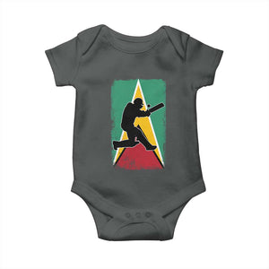 Guyana Cricket Baby Onesie Retro Vintage Sport Guyanese Flag West Indies Cricket Fan TS10 Dark Heather Print Your Wear