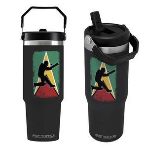 Guyana Cricket Flip Straw Tumbler Retro Vintage Sport Guyanese Flag West Indies Cricket Fan TS10 One Size: 30 oz Black Print Your Wear