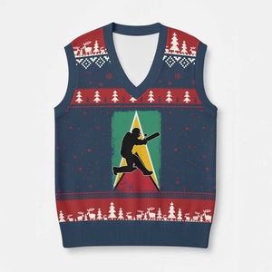Guyana Cricket V-Neck Knit Sweater Vest Retro Vintage Sport Guyanese Flag West Indies Cricket Fan TS10 Navy Red Print Your Wear