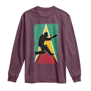 Guyana Cricket Long Sleeve Shirt Retro Vintage Sport Guyanese Flag West Indies Cricket Fan TS10 Maroon Print Your Wear