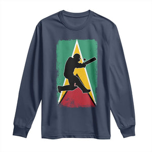 Guyana Cricket Long Sleeve Shirt Retro Vintage Sport Guyanese Flag West Indies Cricket Fan TS10 Navy Print Your Wear