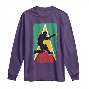 Guyana Cricket Long Sleeve Shirt Retro Vintage Sport Guyanese Flag West Indies Cricket Fan TS10 Purple Print Your Wear