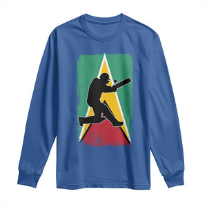 Guyana Cricket Long Sleeve Shirt Retro Vintage Sport Guyanese Flag West Indies Cricket Fan TS10 Royal Blue Print Your Wear