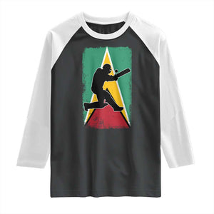 Guyana Cricket Raglan Shirt Retro Vintage Sport Guyanese Flag West Indies Cricket Fan TS10 Black White Print Your Wear