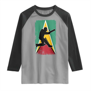 Guyana Cricket Raglan Shirt Retro Vintage Sport Guyanese Flag West Indies Cricket Fan TS10 Sport Gray Black Print Your Wear