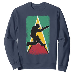 Guyana Cricket Sweatshirt Retro Vintage Sport Guyanese Flag West Indies Cricket Fan TS10 Navy Print Your Wear