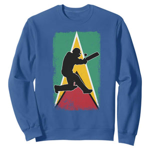 Guyana Cricket Sweatshirt Retro Vintage Sport Guyanese Flag West Indies Cricket Fan TS10 Royal Blue Print Your Wear