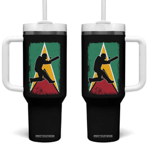 Guyana Cricket Tumbler With Handle Retro Vintage Sport Guyanese Flag West Indies Cricket Fan TS10 One Size: 40 oz Black Print Your Wear