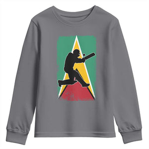 Guyana Cricket Youth Sweatshirt Retro Vintage Sport Guyanese Flag West Indies Cricket Fan TS10 Charcoal Print Your Wear