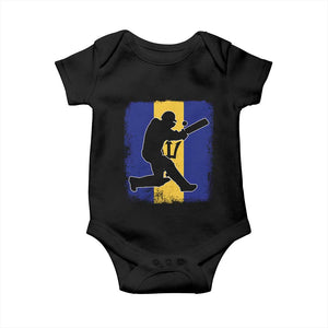 Barbados Cricket Baby Onesie Retro Vintage Sport Bajan Flag West Indies Cricket Fan TS10 Black Print Your Wear