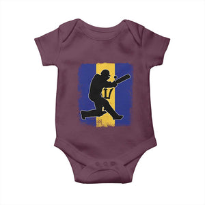 Barbados Cricket Baby Onesie Retro Vintage Sport Bajan Flag West Indies Cricket Fan TS10 Maroon Print Your Wear