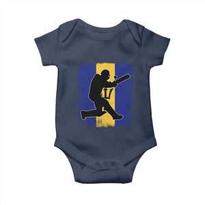 Barbados Cricket Baby Onesie Retro Vintage Sport Bajan Flag West Indies Cricket Fan TS10 Navy Print Your Wear