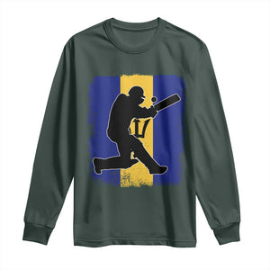 Barbados Cricket Long Sleeve Shirt Retro Vintage Sport Bajan Flag West Indies Cricket Fan TS10 Dark Forest Green Print Your Wear