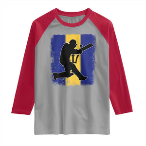 Barbados Cricket Raglan Shirt Retro Vintage Sport Bajan Flag West Indies Cricket Fan TS10 Sport Gray Red Print Your Wear