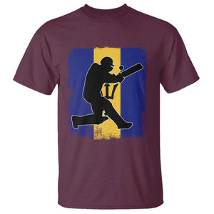 Barbados Cricket T Shirt Retro Vintage Sport Bajan Flag West Indies Cricket Fan TS10 Maroon Print Your Wear