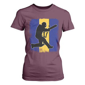 Barbados Cricket T Shirt For Women Retro Vintage Sport Bajan Flag West Indies Cricket Fan TS10 Maroon Print Your Wear