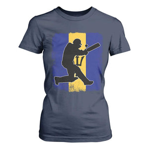 Barbados Cricket T Shirt For Women Retro Vintage Sport Bajan Flag West Indies Cricket Fan TS10 Navy Print Your Wear