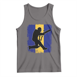 Barbados Cricket Tank Top Retro Vintage Sport Bajan Flag West Indies Cricket Fan TS10 Deep Heather Print Your Wear