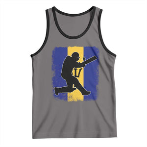 Barbados Cricket Tank Top Retro Vintage Sport Bajan Flag West Indies Cricket Fan TS10 Deep Heather Black Print Your Wear