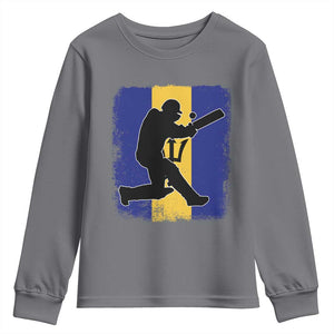 Barbados Cricket Youth Sweatshirt Retro Vintage Sport Bajan Flag West Indies Cricket Fan TS10 Charcoal Print Your Wear