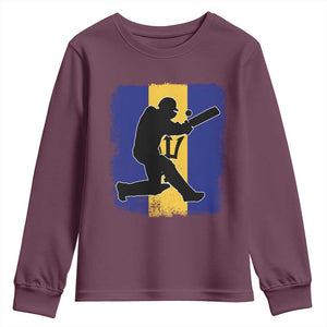 Barbados Cricket Youth Sweatshirt Retro Vintage Sport Bajan Flag West Indies Cricket Fan TS10 Maroon Print Your Wear
