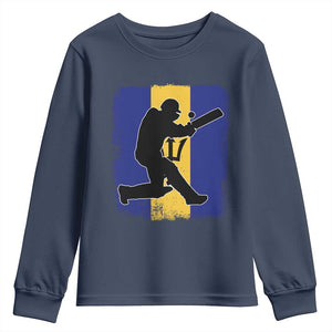 Barbados Cricket Youth Sweatshirt Retro Vintage Sport Bajan Flag West Indies Cricket Fan TS10 Navy Print Your Wear