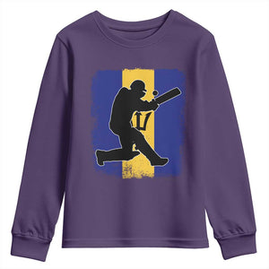 Barbados Cricket Youth Sweatshirt Retro Vintage Sport Bajan Flag West Indies Cricket Fan TS10 Purple Print Your Wear