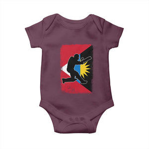 Antigua and Barbuda Cricket Baby Onesie Retro Vintage Sport Antiguan Flag West Indies Cricket Fan TS10 Maroon Print Your Wear