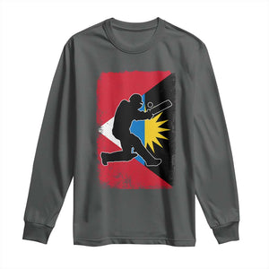 Antigua and Barbuda Cricket Long Sleeve Shirt Retro Vintage Sport Antiguan Flag West Indies Cricket Fan TS10 Dark Heather Print Your Wear