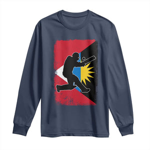 Antigua and Barbuda Cricket Long Sleeve Shirt Retro Vintage Sport Antiguan Flag West Indies Cricket Fan TS10 Navy Print Your Wear
